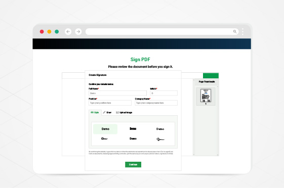 Online signing of documents Online signing of documents